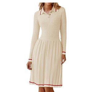 Women's Midi Long Sleeve Cable Ribbed Knit Sweater Dress. Size Small